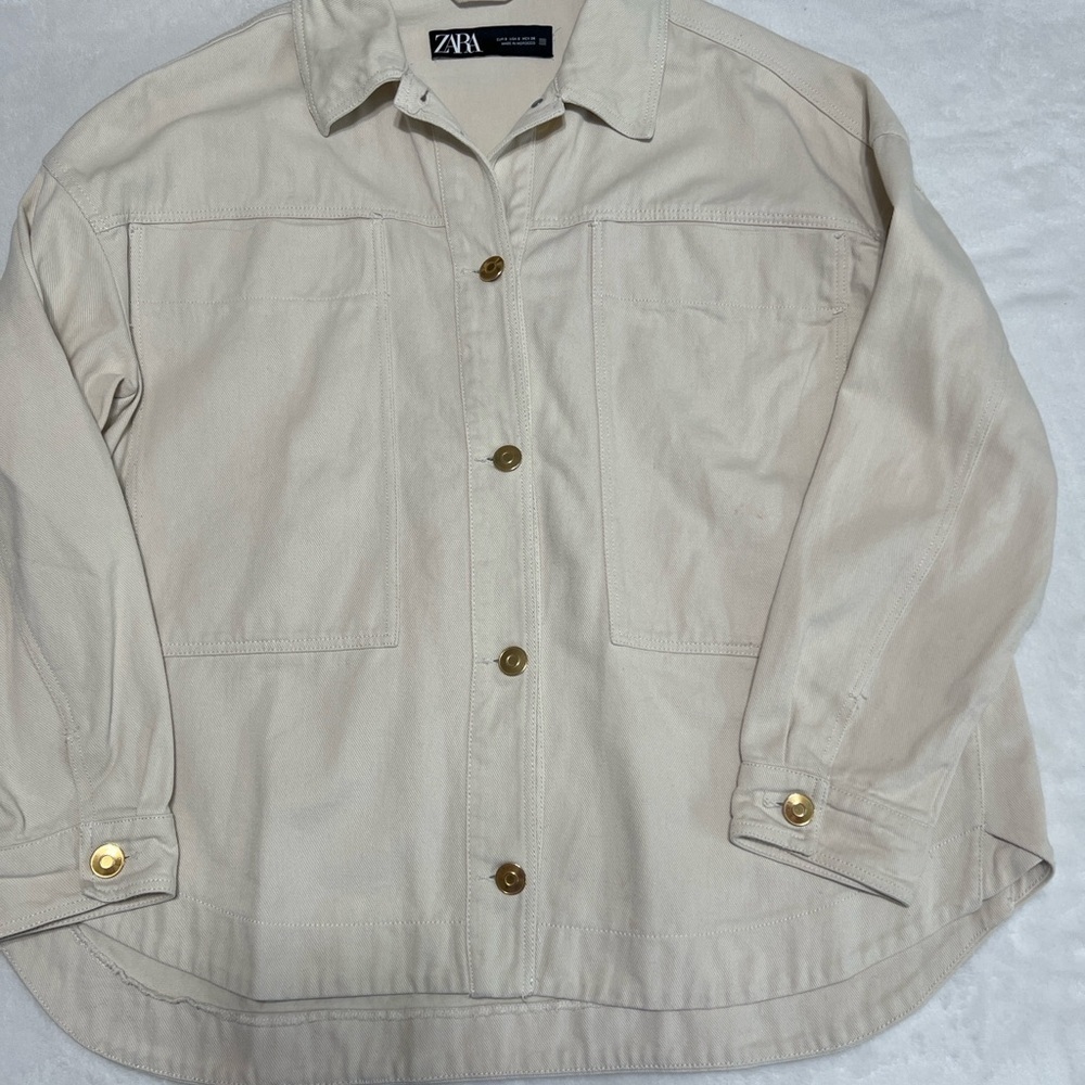Zara Khaki Utility Oversized Jacket – Size Small ✨